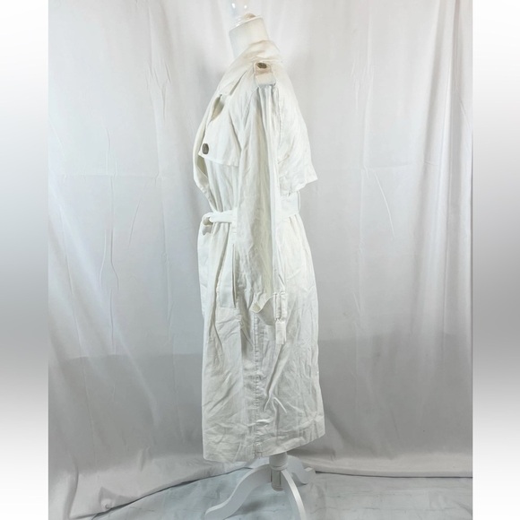 A New Day white belted long trench coat NWT linen blend Woman’s size M classic - Picture 11 of 14